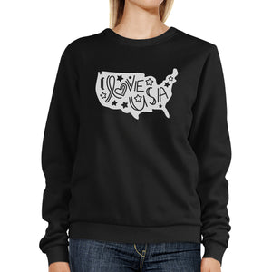 I Love USA Unisex Black Graphic Sweatshirt For Independence Day - 365INLOVE