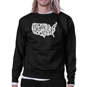 I Love USA Unisex Black Graphic Sweatshirt For Independence Day - 365INLOVE