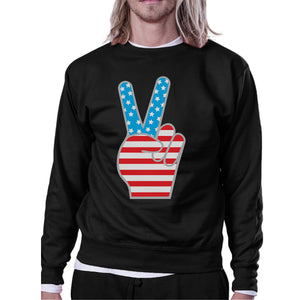 Peace Sign American Flag Sweatshirt Pullover Fleece Unisex Grey - 365INLOVE