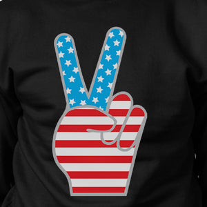 Peace Sign American Flag Sweatshirt Pullover Fleece Unisex Grey - 365INLOVE