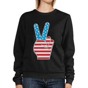 Peace Sign American Flag Sweatshirt Pullover Fleece Unisex Grey - 365INLOVE