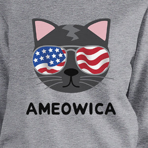 Ameowica Unisex Gray Cute Cat Sweatshirt For Independence Day - 365INLOVE