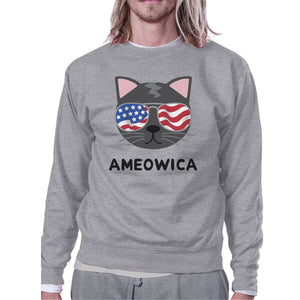 Ameowica Unisex Gray Cute Cat Sweatshirt For Independence Day - 365INLOVE