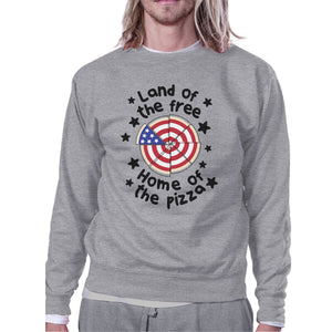 Home Of The Pizza Unisex Grey Funny Graphic 4th Of July Sweatshirt - 365INLOVE