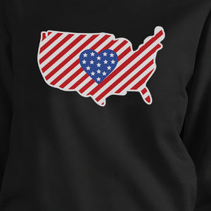 Heart USA Map American Flag Unique 4 Of July Round Neck Sweatshirt - 365INLOVE