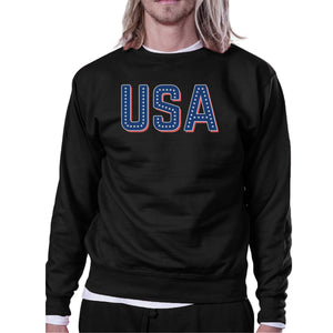 USA With Stars Unisex Black Pullover Sweatshirt For 4th Of July - 365INLOVE