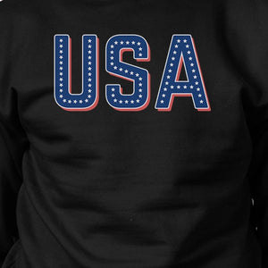 USA With Stars Unisex Black Pullover Sweatshirt For 4th Of July - 365INLOVE