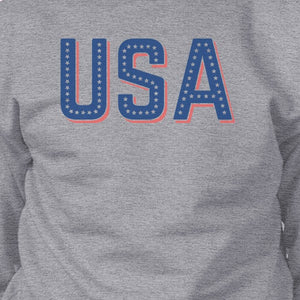 USA With Stars Unisex Gray Cute Independence Day Sweatshirt Idea - 365INLOVE