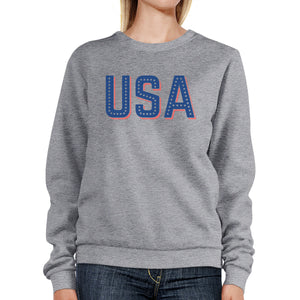 USA With Stars Unisex Gray Cute Independence Day Sweatshirt Idea - 365INLOVE