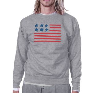 USA Flag Cute American Flag Design Sweatshirt Unisex Grey Fleece - 365INLOVE