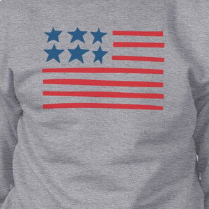 USA Flag Cute American Flag Design Sweatshirt Unisex Grey Fleece - 365INLOVE