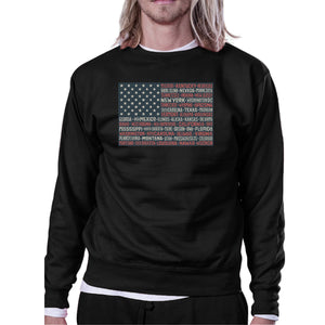 50 States Us Flag Unisex Black Sweatshirt Crewneck Pullover Fleece - 365INLOVE