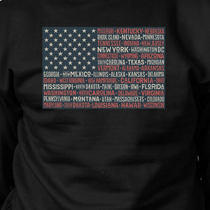 50 States Us Flag Unisex Black Sweatshirt Crewneck Pullover Fleece - 365INLOVE