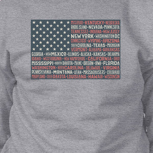 50 States Us Flag Unisex Grey Sweatshirt Crewneck Pullover Fleece - 365INLOVE