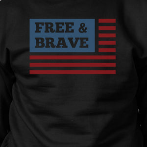 Free & Brave Us Flag Unisex Black Sweatshirt Round Neck Pullover - 365INLOVE