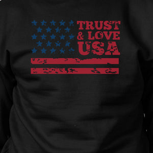 Trust & Love USA Unisex Black Sweatshirt Crewneck Pullover Fleece - 365INLOVE