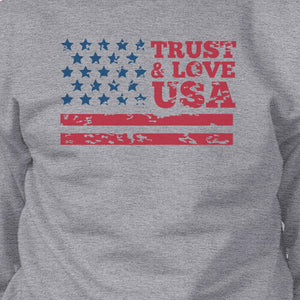 Trust & Love USA Unisex Grey Sweatshirt Crewneck Pullover Fleece - 365INLOVE