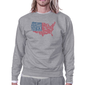 Happy Birthday USA Unisex Grey Sweatshirt Crewneck Pullover Fleece - 365INLOVE