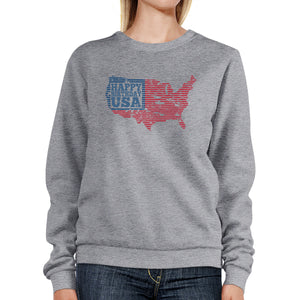 Happy Birthday USA Unisex Grey Sweatshirt Crewneck Pullover Fleece - 365INLOVE