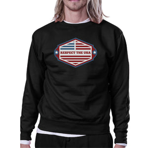 Respect The USA Unisex Black Sweatshirt Crewneck Pullover Fleece - 365INLOVE