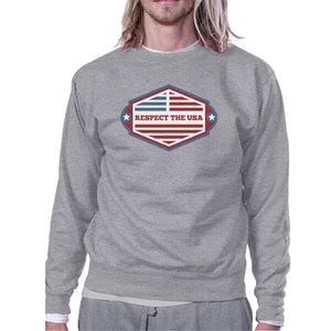 Respect The USA Unisex Gray Sweatshirt Crewneck Pullover Fleece - 365INLOVE