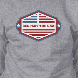 Respect The USA Unisex Gray Sweatshirt Crewneck Pullover Fleece - 365INLOVE