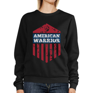 American Warrior Unisex Graphic Sweatshirt Black Crewneck Pullover - 365INLOVE