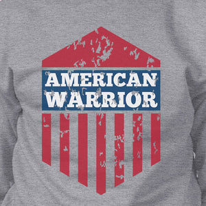 American Warrior Unisex Graphic Sweatshirt Gray Crewneck Pullover - 365INLOVE