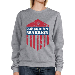 American Warrior Unisex Graphic Sweatshirt Gray Crewneck Pullover - 365INLOVE