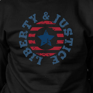 Liberty & Justice Unisex Graphic Sweatshirt Black Crewneck Pullover - 365INLOVE