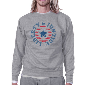 Liberty & Justice Unisex Graphic Sweatshirt Grey Crewneck Pullover - 365INLOVE