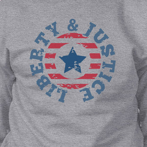 Liberty & Justice Unisex Graphic Sweatshirt Grey Crewneck Pullover - 365INLOVE