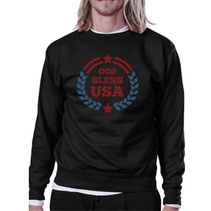 God Bless USA Unisex Graphic Sweatshirt Black Round Neck Pullover - 365INLOVE