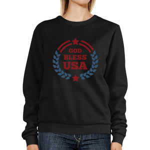 God Bless USA Unisex Graphic Sweatshirt Black Round Neck Pullover - 365INLOVE