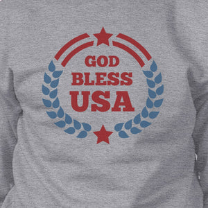 God Bless USA Unisex Graphic Sweatshirt Grey Round Neck Pullover - 365INLOVE