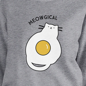 Meowgical Cat And Fried Egg Grey Sweatshirt