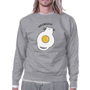 Meowgical Cat And Fried Egg Grey Sweatshirt