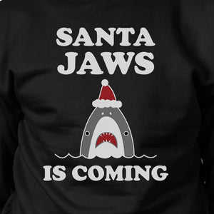 Santa Jaws Is Coming Black Sweatshirt