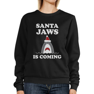 Santa Jaws Is Coming Black Sweatshirt