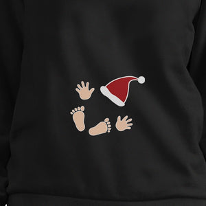 Baby Santa Foot And Handprints Black Sweatshirt