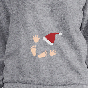 Baby Santa Foot And Handprints Grey Sweatshirt