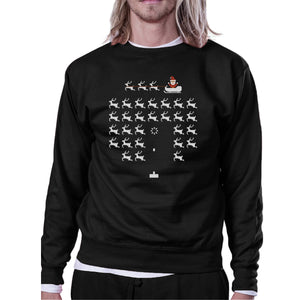 Pixel Game Santa And Rudolph Black Sweatshirt