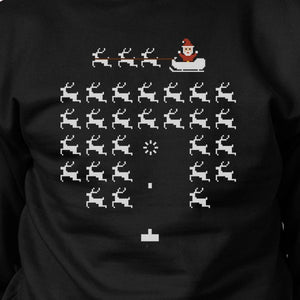 Pixel Game Santa And Rudolph Black Sweatshirt