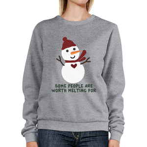 Some People Are Worth Melting For Snowman Grey Sweatshirt