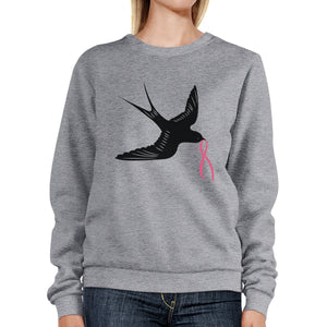 Pink Ribbon And Swallows Birds Sweatshirt