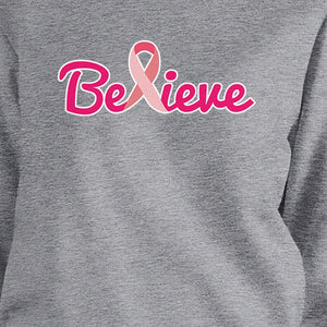 Believe Breast Cancer Awareness Grey SweatShirt