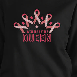 Won The Battle Queen Breast Cancer Awareness Black SweatShirt