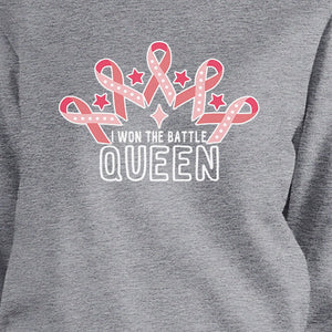 Won The Battle Queen Breast Cancer Awareness Grey SweatShirt