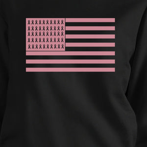 Breast Cancer Awareness Pink Flag Black SweatShirt