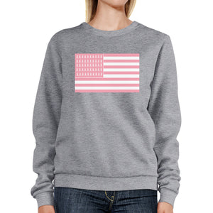 Breast Cancer Awareness Pink Flag Grey SweatShirt